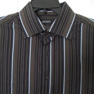 Bruno Mens L/S Black Cotton Dress Shirt - Size 16.5/34-35 or Large